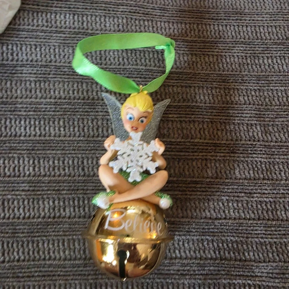 Disney Tinker Bell Believe Jingle Bell Christmas Ornament Snowflake Fairy 2006